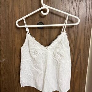 Abercrombie & Fitch White Babydoll Lace Trim Cami Top